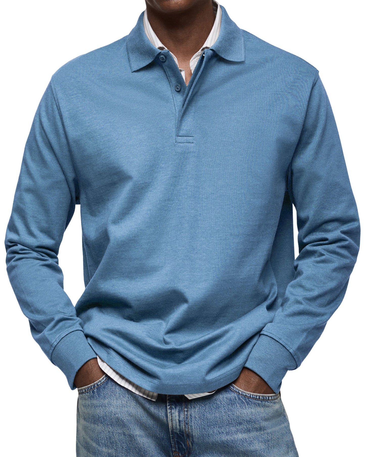 Classic long-sleeve relaxed polo shirt for men | Gary -1