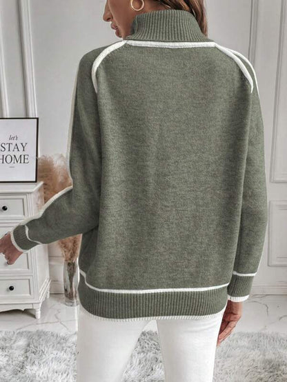 Aida | Women's Ribbed Turtleneck Sweater with Raglan Sleeves