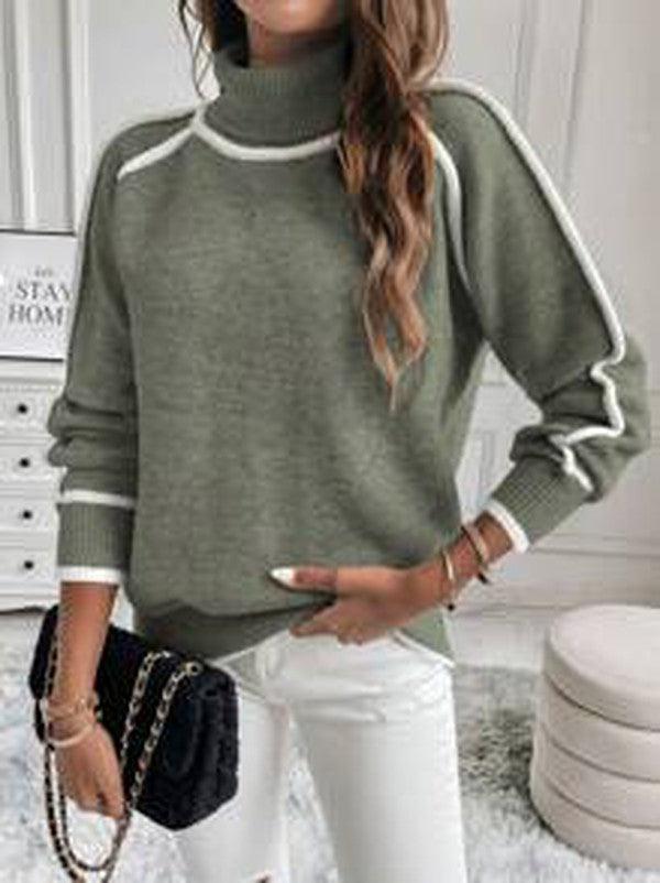 Aida | Women's Ribbed Turtleneck Sweater with Raglan Sleeves
