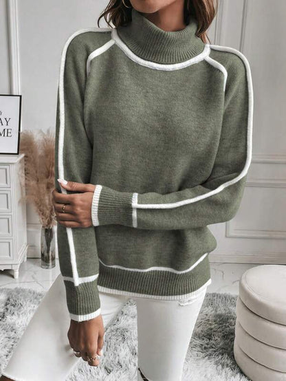Aida | Women's Ribbed Turtleneck Sweater with Raglan Sleeves
