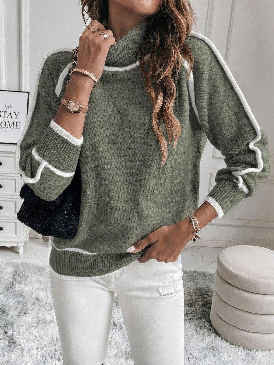 Aida | Women's Ribbed Turtleneck Sweater with Raglan Sleeves