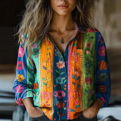 Solenne | Women's Vintage Bohemian Relaxed Fit Blouse