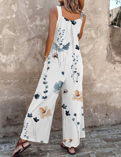 Bianca | Women's Floral Print Wide Leg Overalls