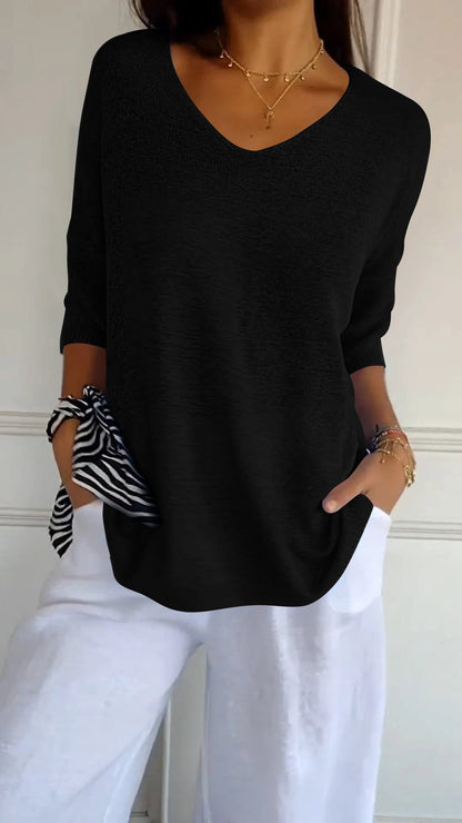 Classic timeless V-neck everyday top for women | Jill -12