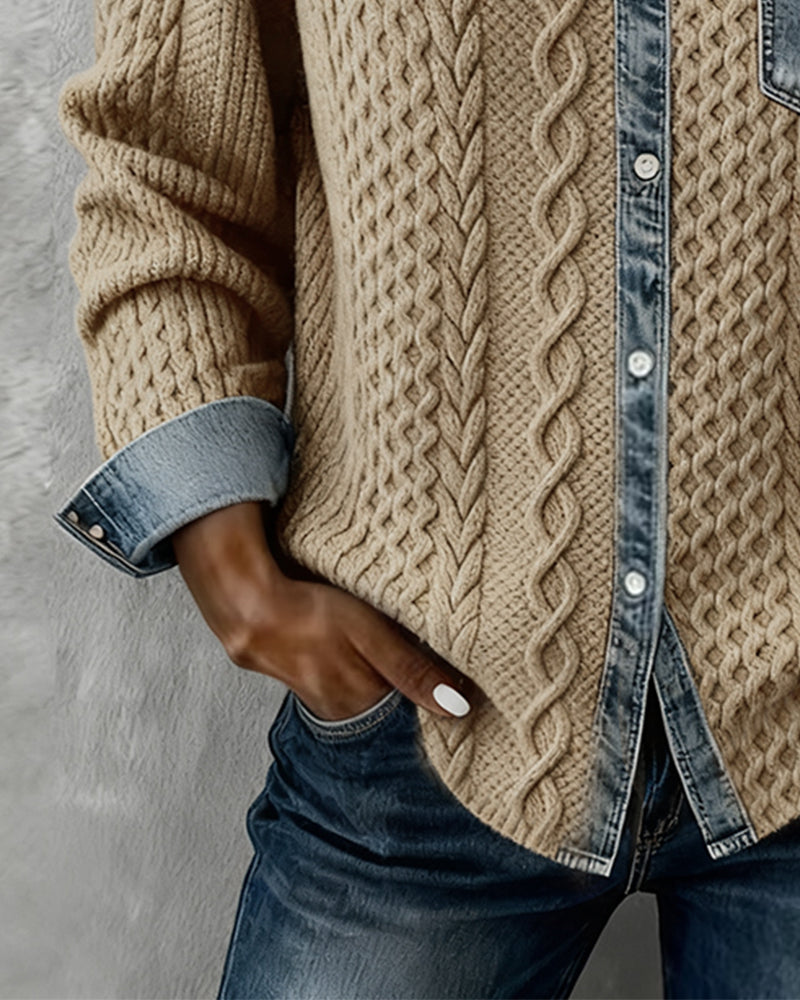 Classic knitted denim-look everyday jumper for women | Juliane -11