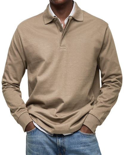 Classic long-sleeve relaxed polo shirt for men | Gary -7