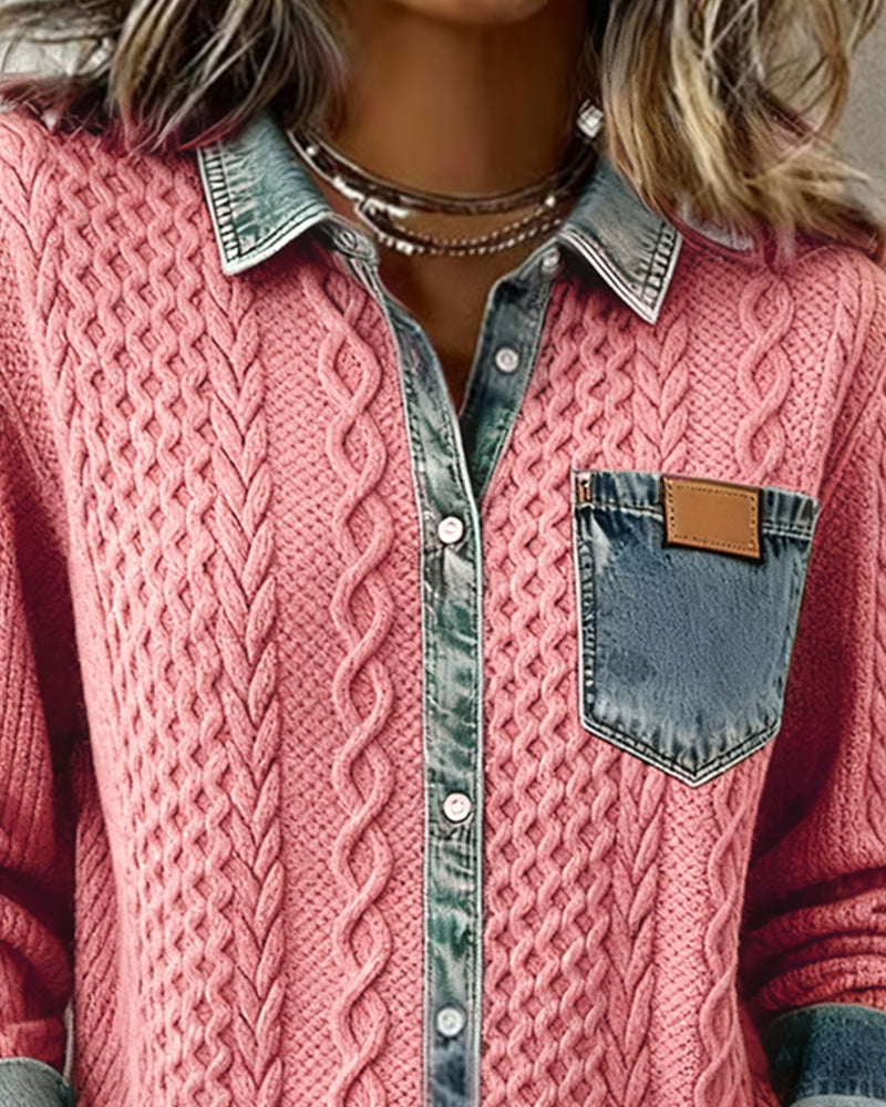 Classic knitted denim-look everyday jumper for women | Juliane -8