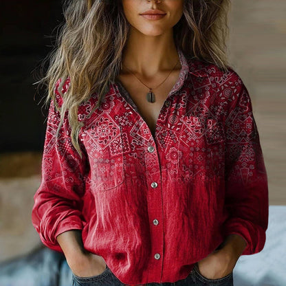 Solenne | Women's Vintage Bohemian Relaxed Fit Blouse