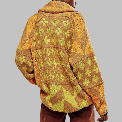 Vintage button-down collar oversized cardigan for women | Portia -2