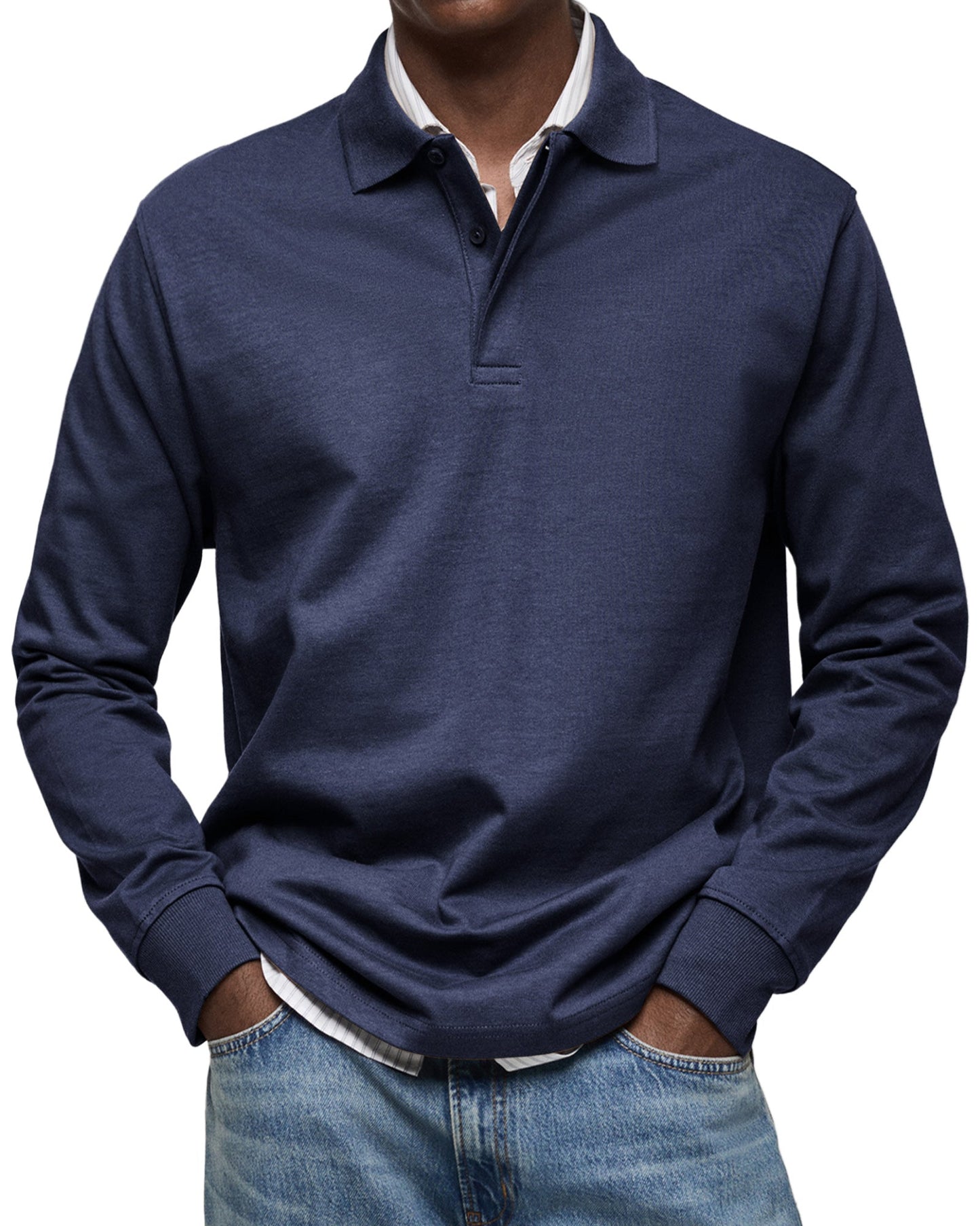 Classic long-sleeve relaxed polo shirt for men | Gary -2