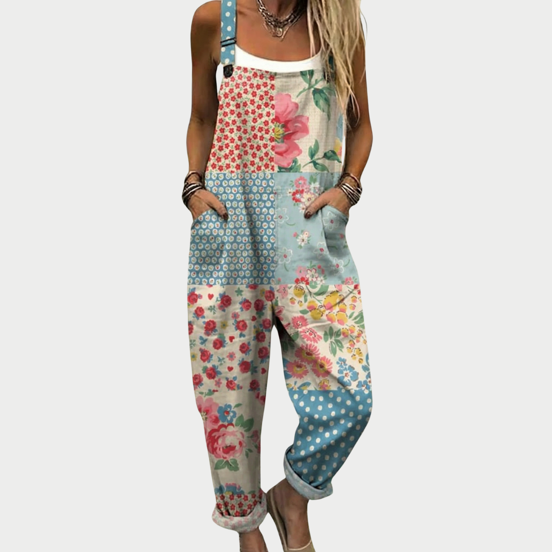 Fiorella | Women's Patchwork Floral Print Overalls