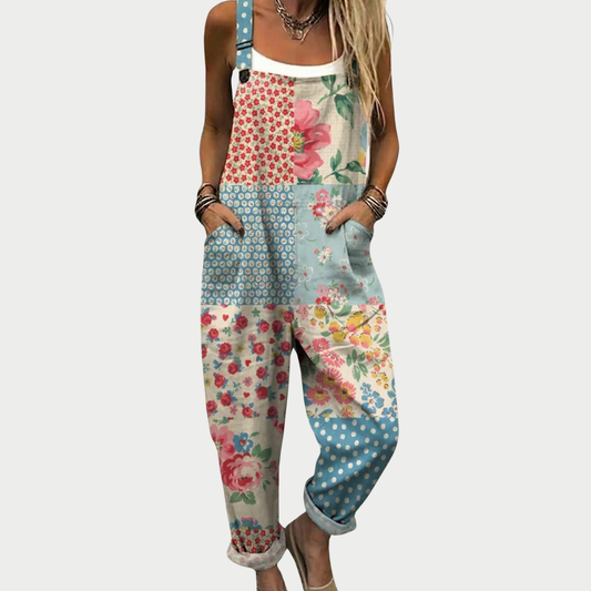 Fiorella | Women's Patchwork Floral Print Overalls