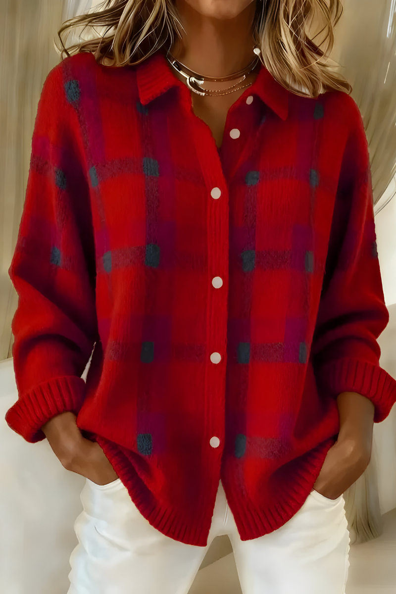 Plaid knit cardigan for women | Anna