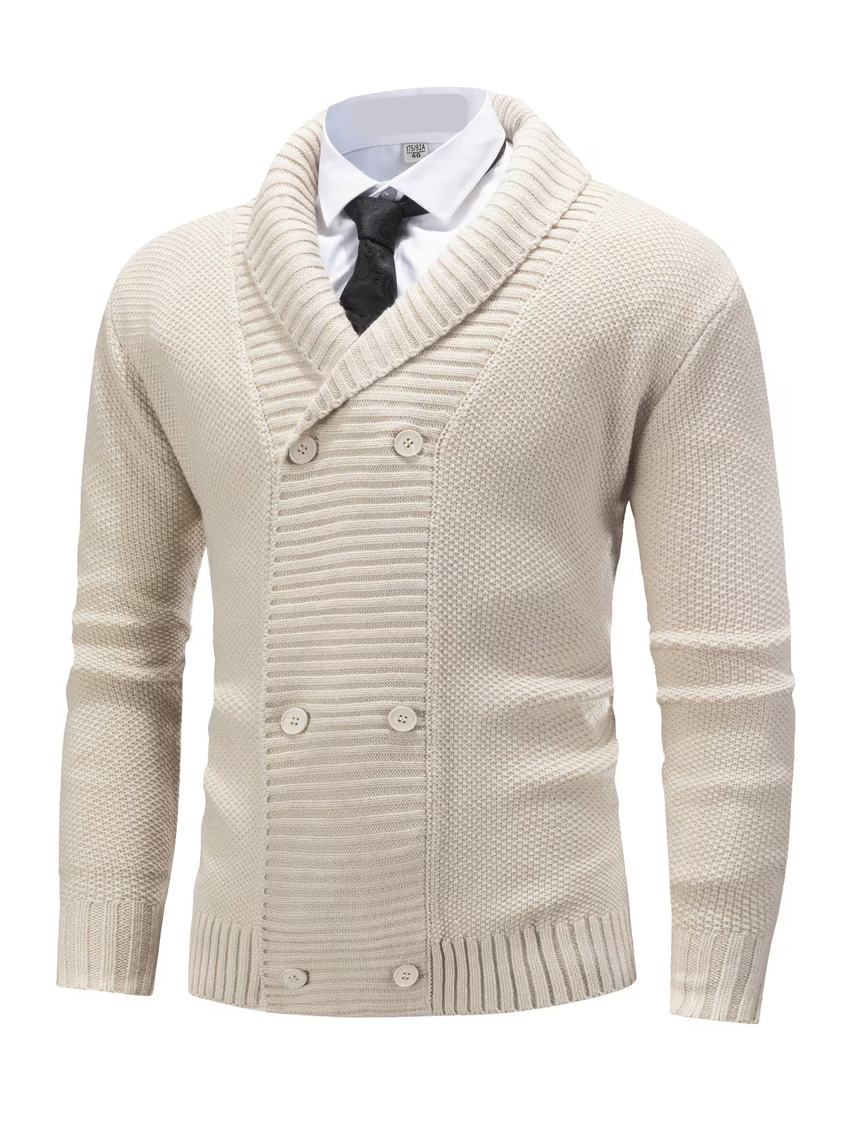 Rhovan | Men's Shawl Collar Double Breasted Knit Cardigan