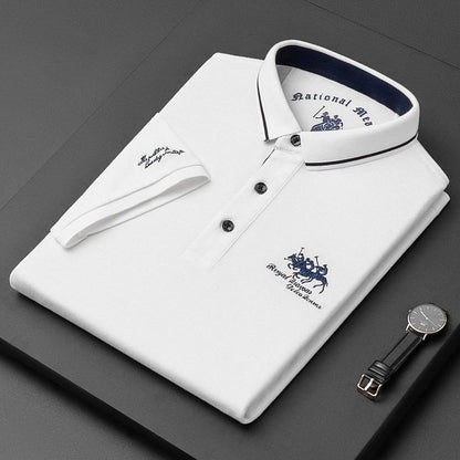 Refined polo shirt with classic button detail for men | Gino