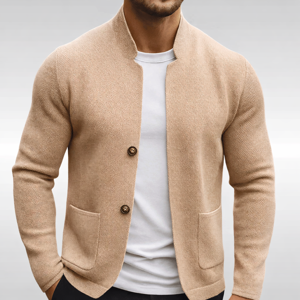 Veylan | Men's Ribbed Collar Button Knit Cardigan