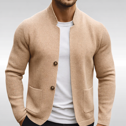 Veylan | Men's Ribbed Collar Button Knit Cardigan