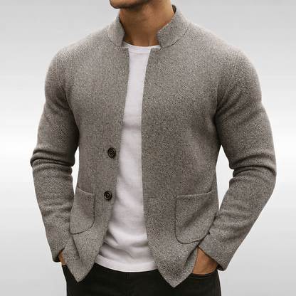 Veylan | Men's Ribbed Collar Button Knit Cardigan