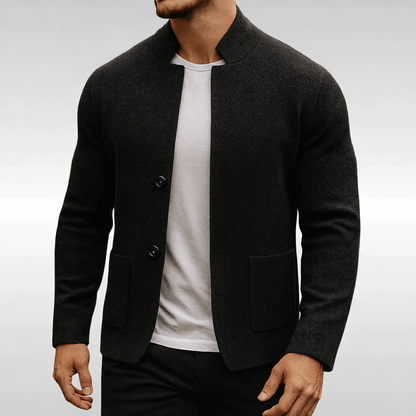 Veylan | Men's Ribbed Collar Button Knit Cardigan