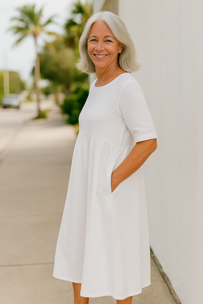 Cotton pocket midi dress for women | Anora