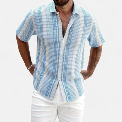 Classic striped button-front warm-weather shirt for men -1