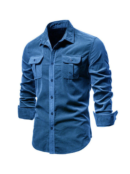Warm straight-cut casual winter shirt for men -6