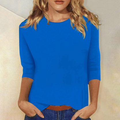 Avelune | Women's Relaxed Fit Round Neck Long Sleeve Top