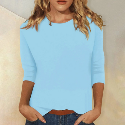 Avelune | Women's Relaxed Fit Round Neck Long Sleeve Top