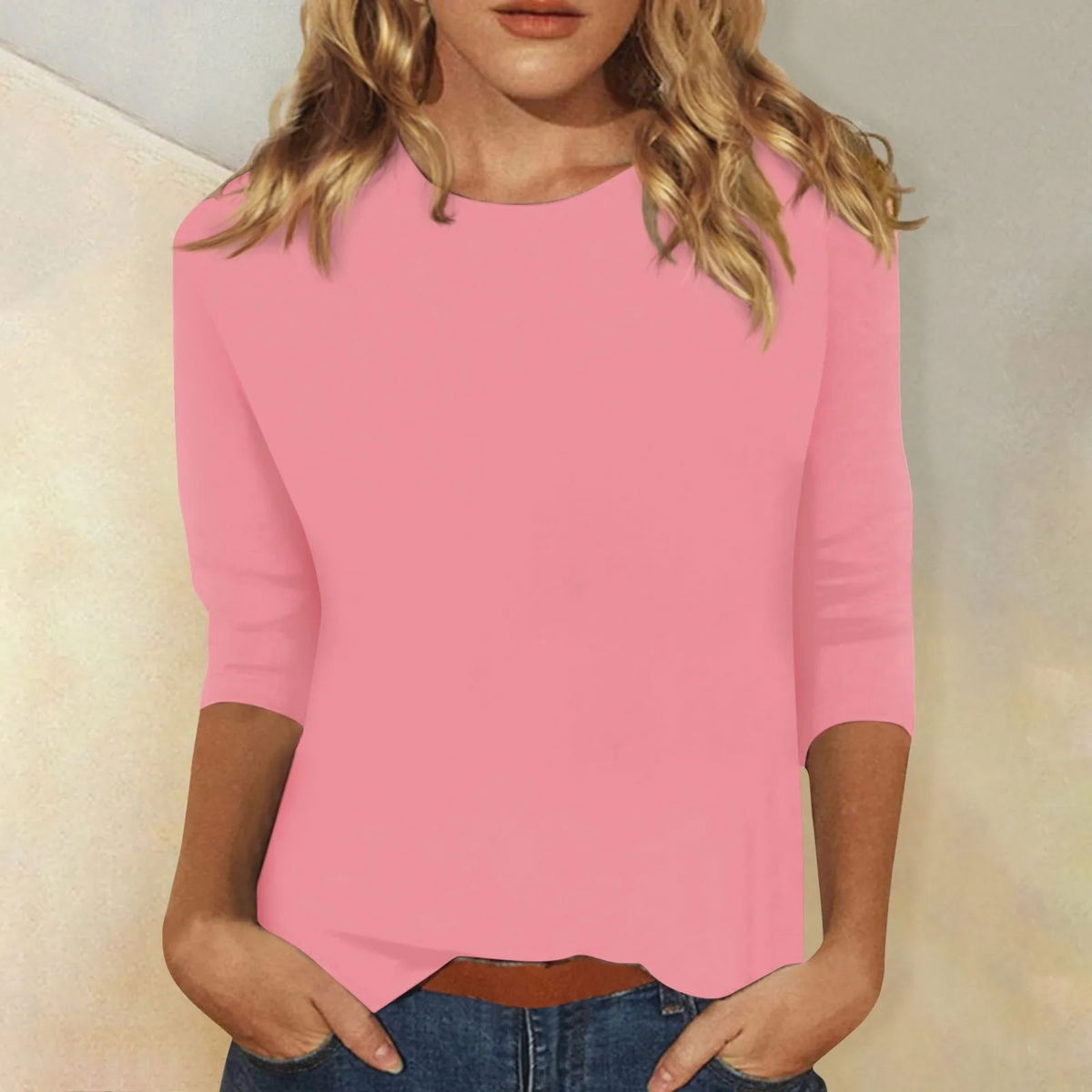 Avelune | Women's Relaxed Fit Round Neck Long Sleeve Top