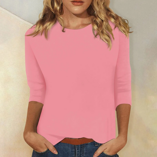 Avelune | Women's Relaxed Fit Round Neck Long Sleeve Top