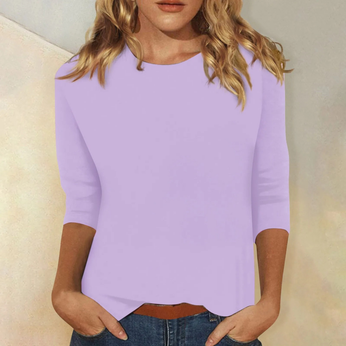 Avelune | Women's Relaxed Fit Round Neck Long Sleeve Top
