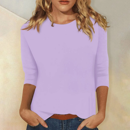 Avelune | Women's Relaxed Fit Round Neck Long Sleeve Top