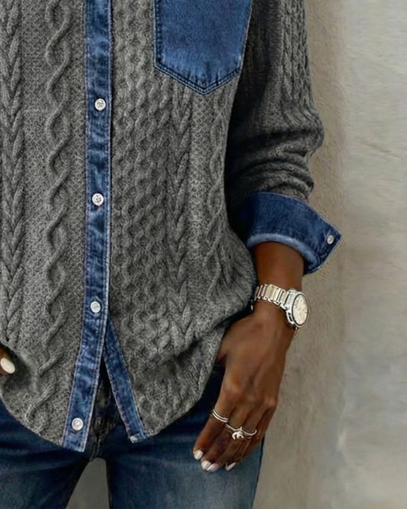 Classic knitted denim-look everyday jumper for women | Juliane -6