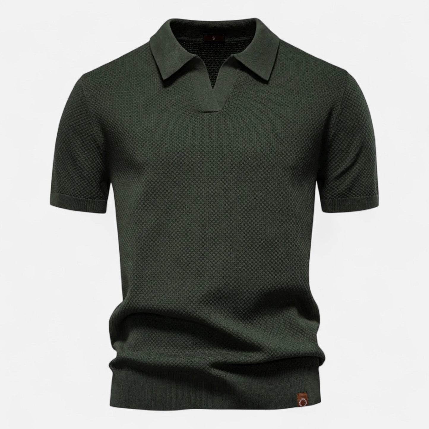 Classic knit long-sleeve button-neck polo shirt for men -11