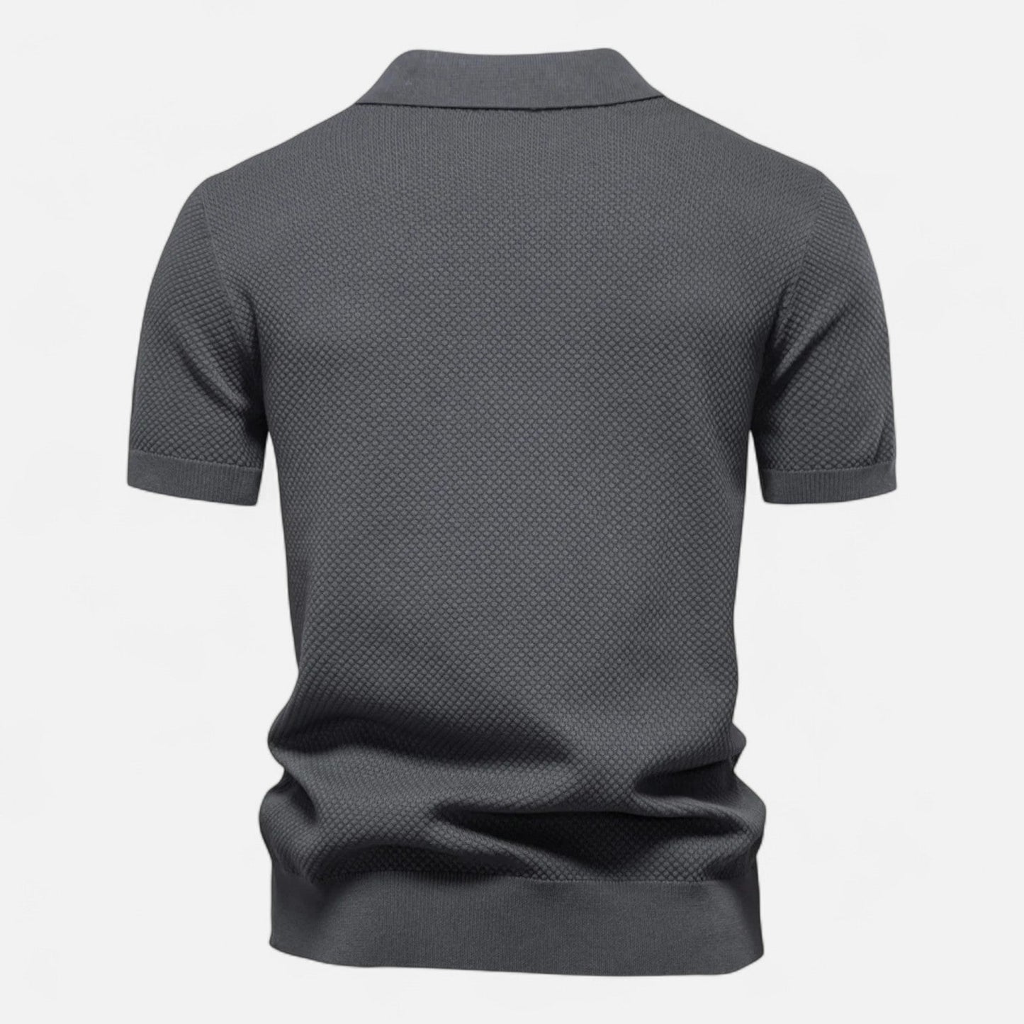 Classic knit long-sleeve button-neck polo shirt for men -2