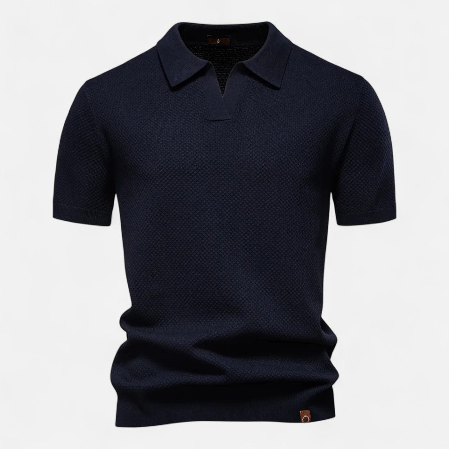 Classic knit long-sleeve button-neck polo shirt for men -7