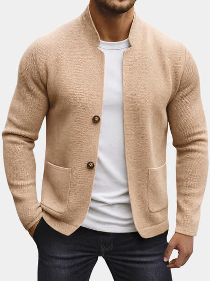 Veylan | Men's Ribbed Collar Button Knit Cardigan