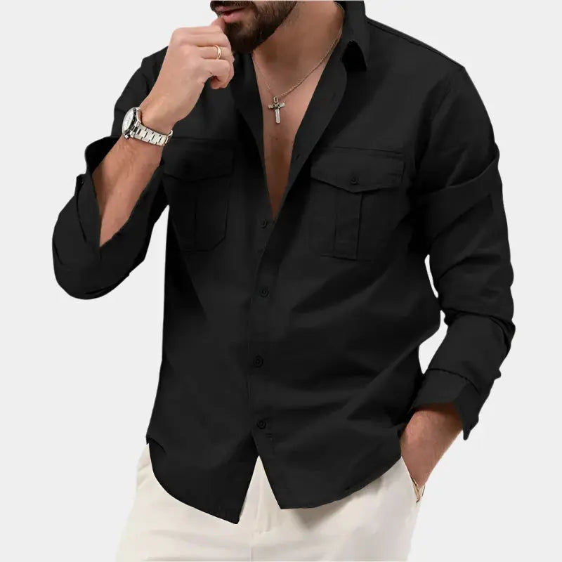 Classic long-sleeve button-up everyday shirt for men -2
