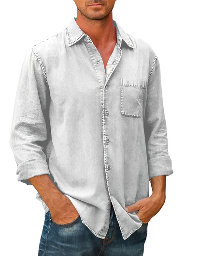 Classic long-sleeve denim everyday shirt for men -2