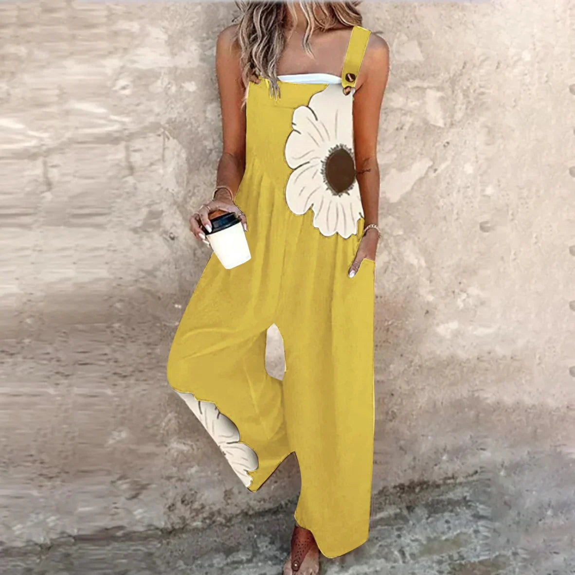 Bianca | Women's Floral Print Wide Leg Overalls