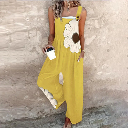 Bianca | Women's Floral Print Wide Leg Overalls