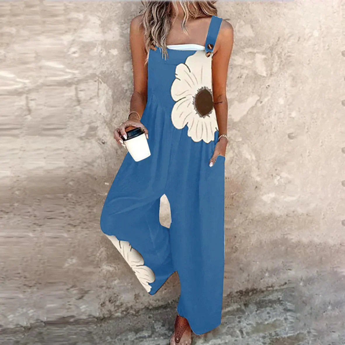 Bianca | Women's Floral Print Wide Leg Overalls