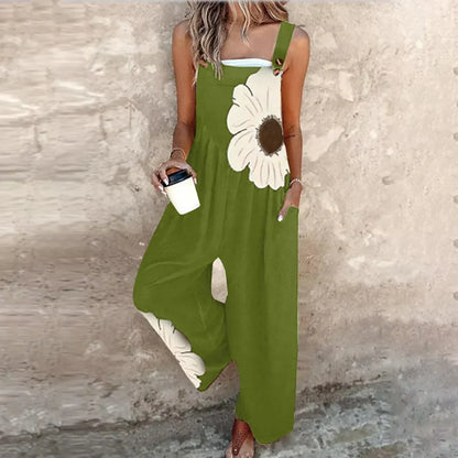 Bianca | Women's Floral Print Wide Leg Overalls