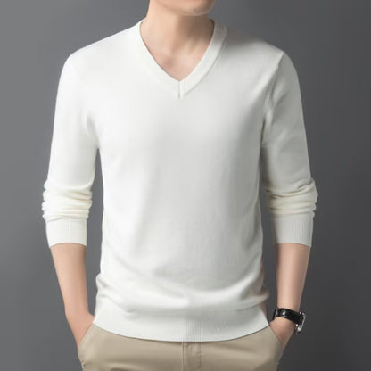 Varell | Men's V Neck Ribbed Trim Knit Sweater