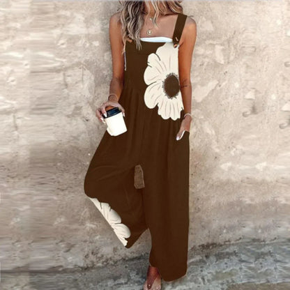 Bianca | Women's Floral Print Wide Leg Overalls