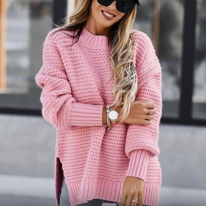 Rovelle | Women's Chunky Knit Turtleneck Sweater with Side Slits