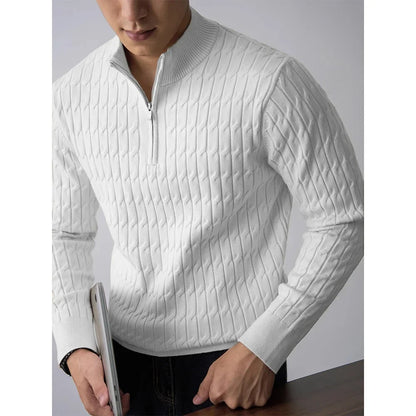 Classic cable-knit half-zip everyday jumper for men | Ellison