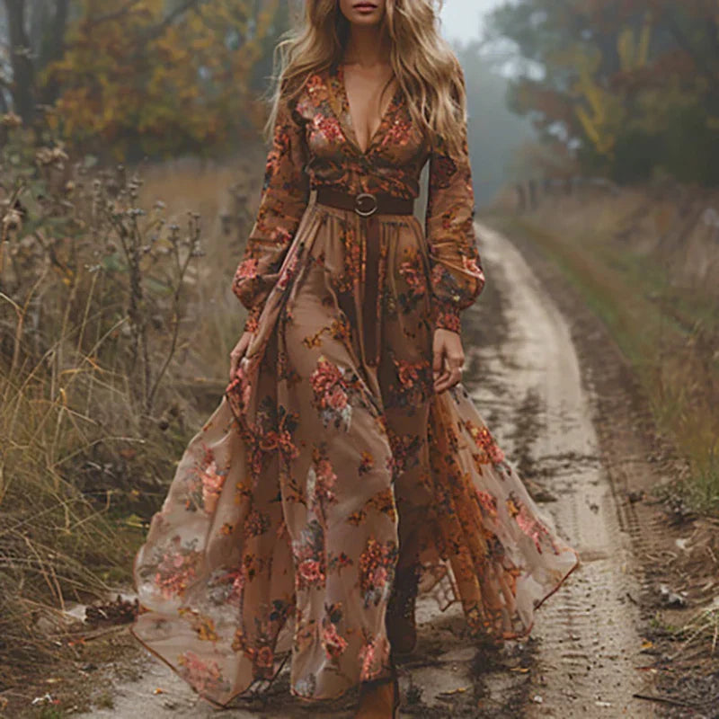 Romantic boho everyday maxi dress for women | Alina Soleil -2