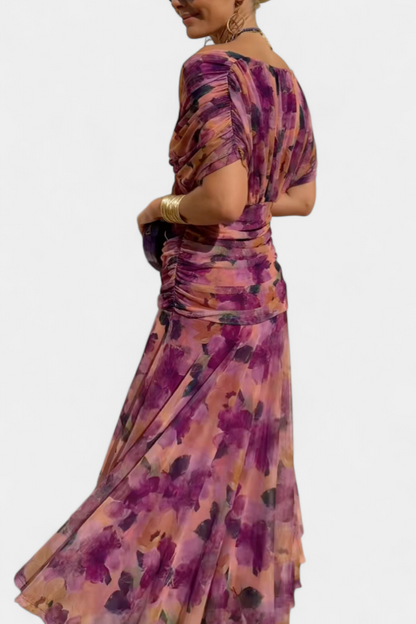 Long floral V-neck maxi dress for women | Vivian -6