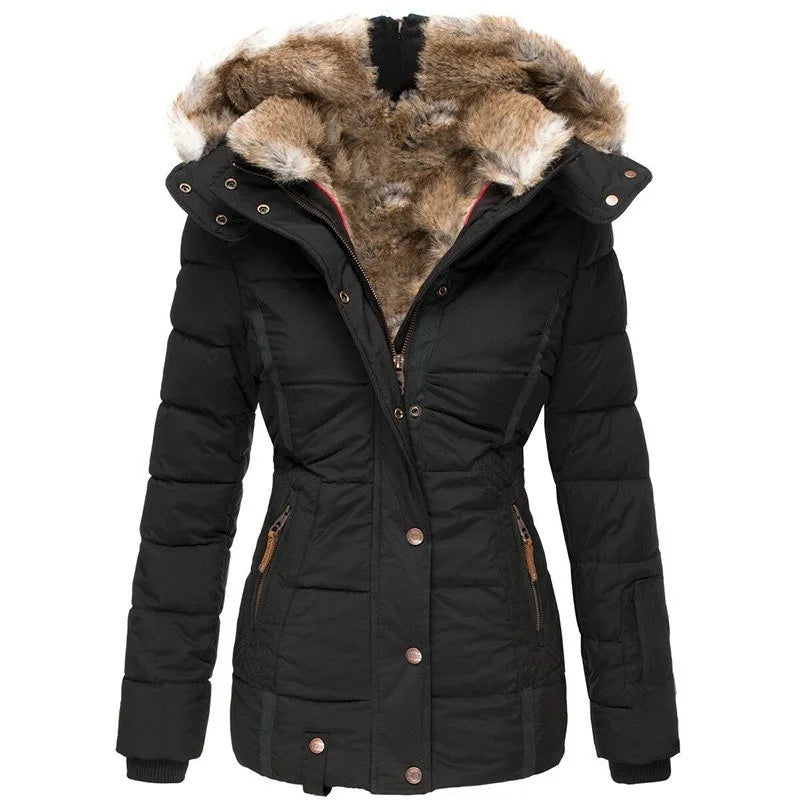 Hooded faux fur warm winter coat for women -2